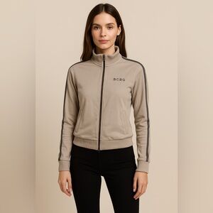 BCBG Maxazria Tan Y2K Track Jacket Size S